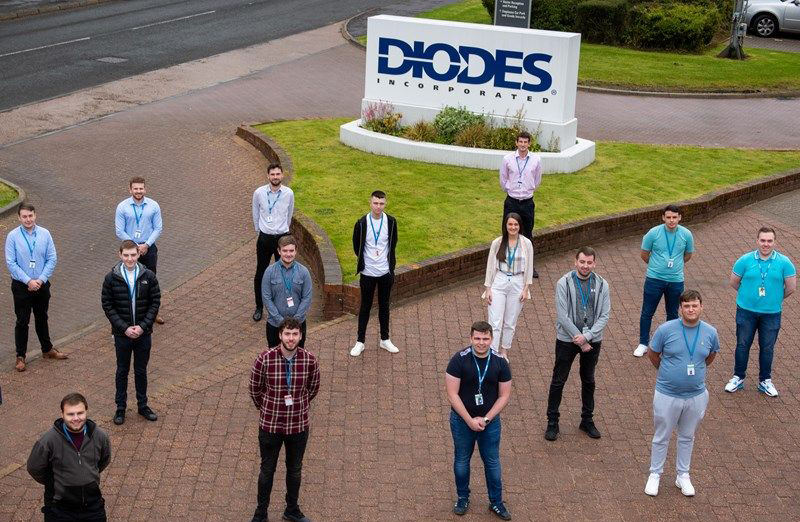Diodes Apprentices outside their Greenock factory 